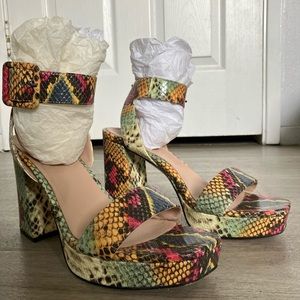 Naturalizer 27 edit Jaselle snake print leather ankle strap platform sandals